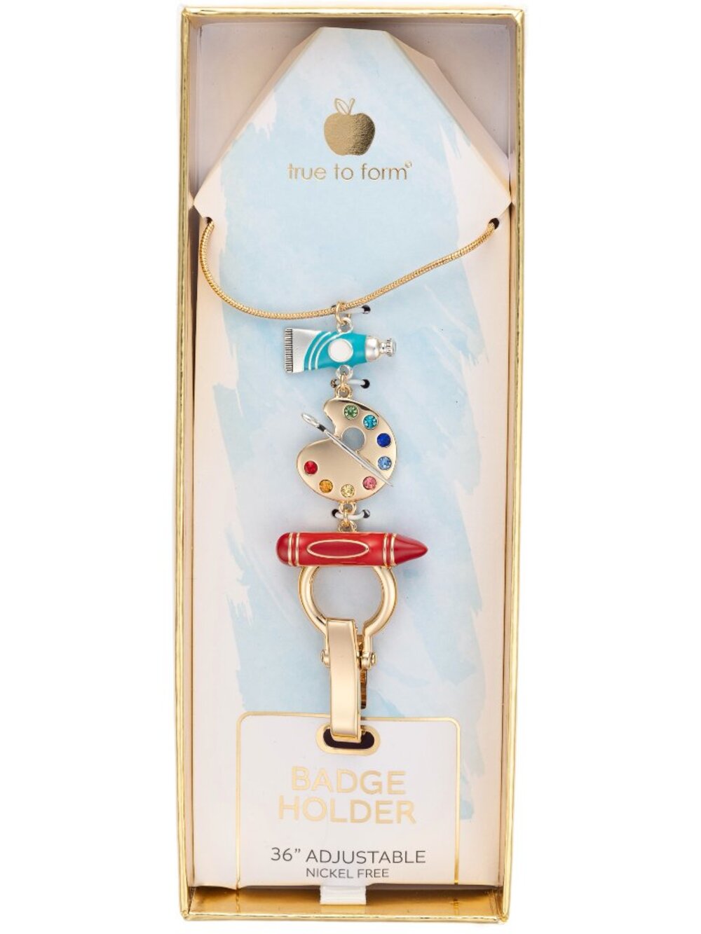 True to Form Artist Palette Teacher Badge Holder Adjustable Necklace Lanyard NIB